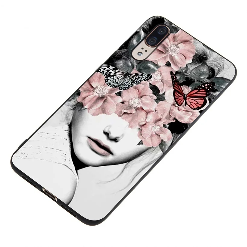 Силиконовый чехол для пары huawei P20 P30 mate 10 20 Lite Pro P Smart Plus Y5 Y6 Y7 чехол для задней панели телефона с цветочным узором для девочек