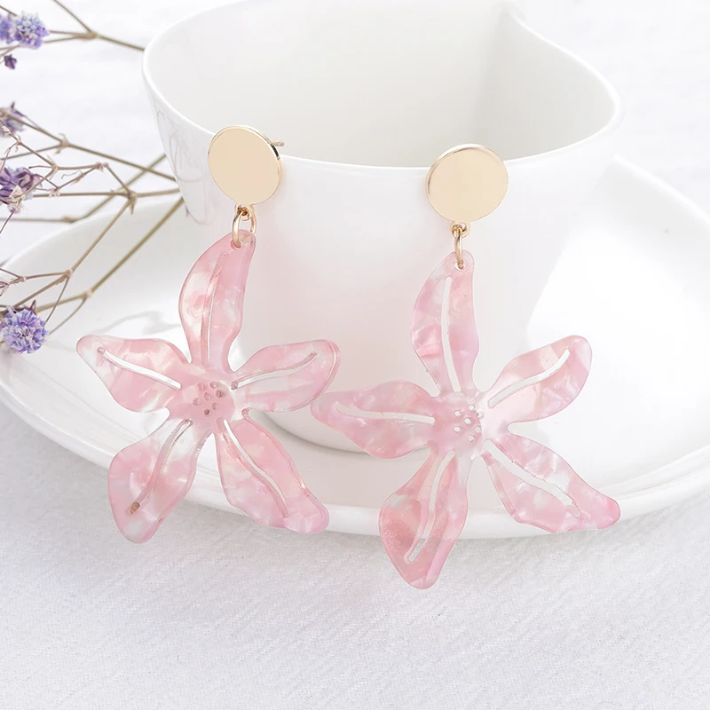 Красочные Висячие серьги с цветами для женщин акриловые ювелирные изделия в