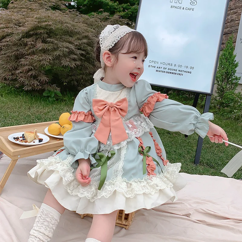 

Autumn Dress for Girls Baby Birthday Princess Party Vestido Infantil Lolita kawaii Wedding Dress Girl Patchwork Children Dresses