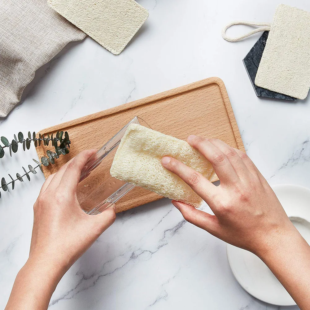 4 шт. Губка из натуральной люфы для душа моющийся горшок тела миска губка кухонные