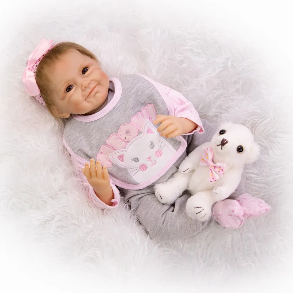 NPK 55 см мягкие силиконовые Новорожденные bebe Возрожденные куклы-Младенцы живые куклы 22 дюймов реалистичные настоящие куклы для девочек для детей Рождественский подарок