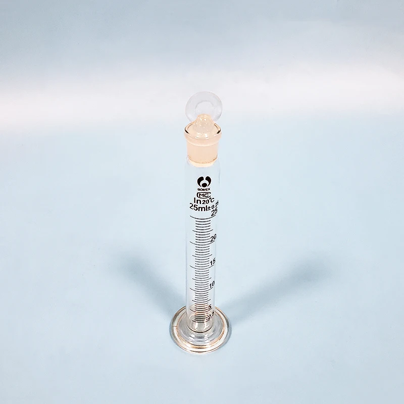 High borosilicate glass measuring cylinder with graduations and ground-in glass stopper,Capacity 25ml,Laboratory Cylinder