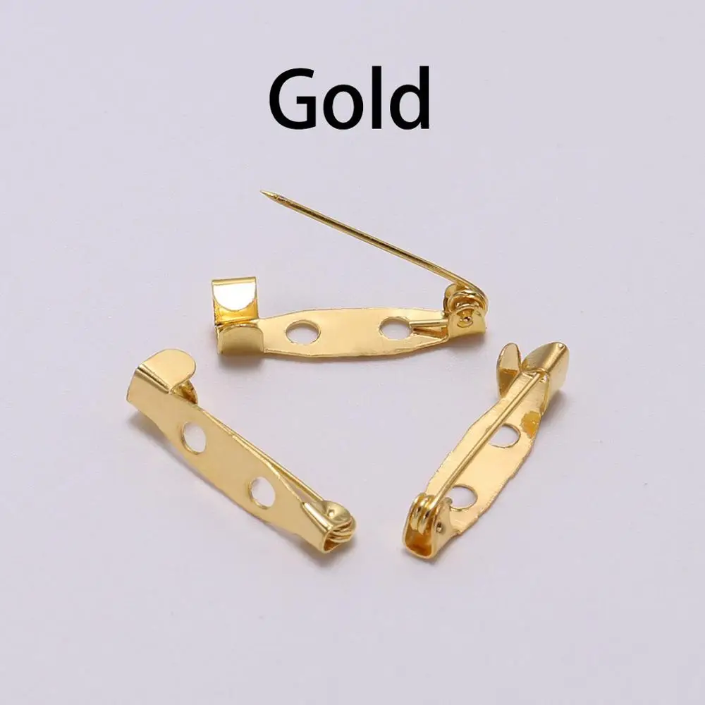 Gold 50 шт./лот, 15, 20, 25, 30, 35 мм, серебряная брошь, зажим, база, булавки, безопасные булавки, брошь, параметры, пустая база для изготовления ювелирных изделий своими руками - Цвет: Gold