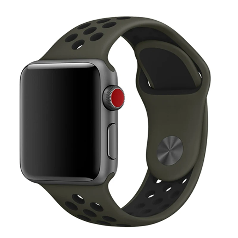 Cargo Khaki Ремешок для apple watch 42 мм 38 мм силиконовый браслет correa iwatch 5 4 3 2 44 мм 40 мм спортивный браслет pulseira apple watch 4 аксессуары - Цвет ремешка: Cargo Khaki