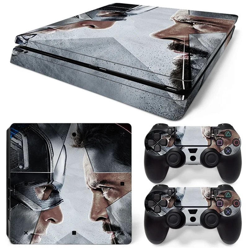 Виниловая наклейка на кожу Марвел Железный человек Капитан Америка для консоли