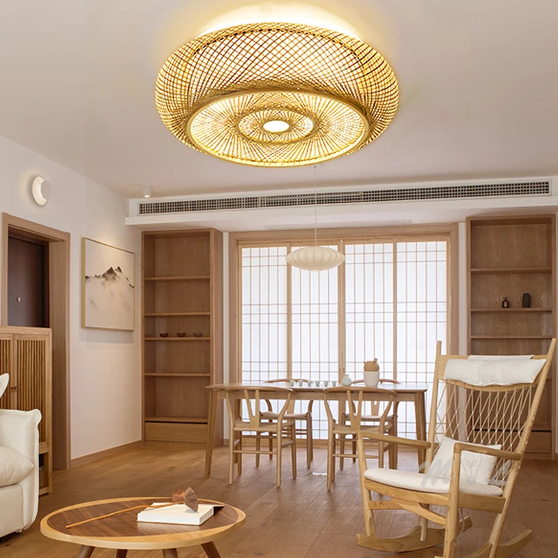 Бамбуковая Светодиодная лампа в китайском стиле потолочные светильники с