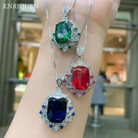 vintage 1216mm created sapphire tanzanite emerald ruby pedant necklace luxury lab gemstone party fine jewelry gift for women