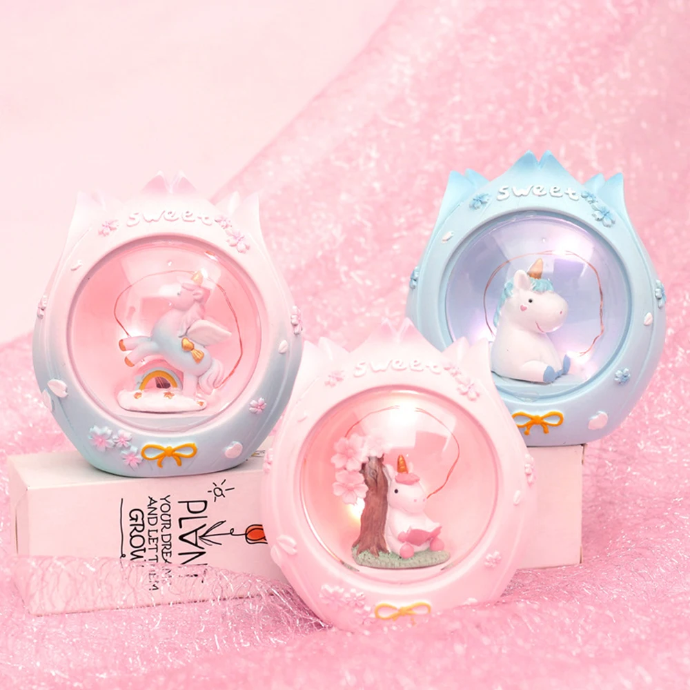 СВЕТОДИОДНЫЙ ночник в виде единорога из смолы для детей детская прикроватная