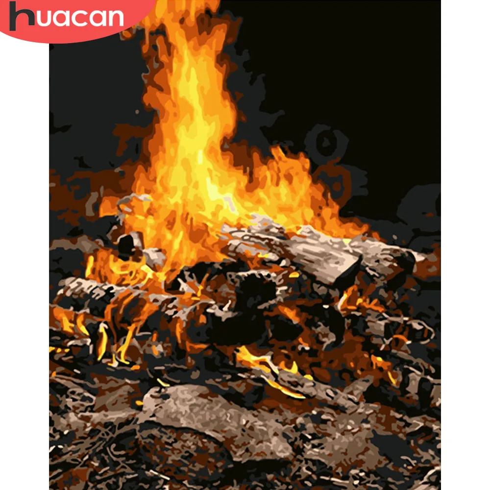 HUACAN живопись по номерам пейзаж рисунок на холсте Ручная роспись огонь искусство наборы изображений DIY подарок украшение дома