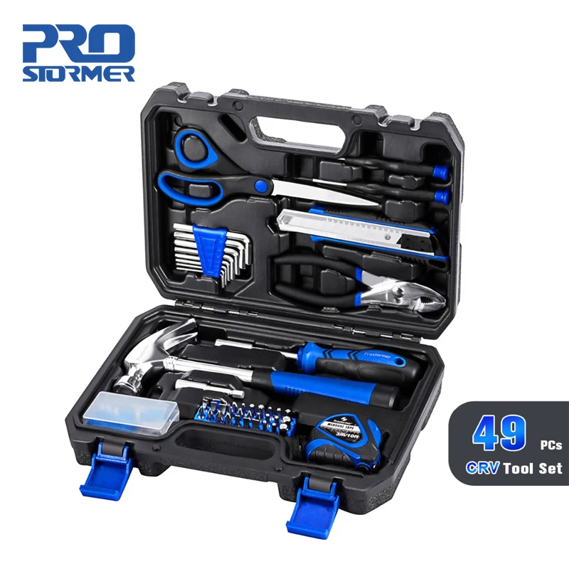 49 шт. набор инструментов для дома молоток отвертка плоскогубцы нож коробка