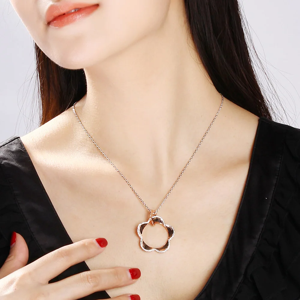 Новая роза цвет золотистый цветок кристалл кулон ожерелье Kolye Pingente Мода Подвески