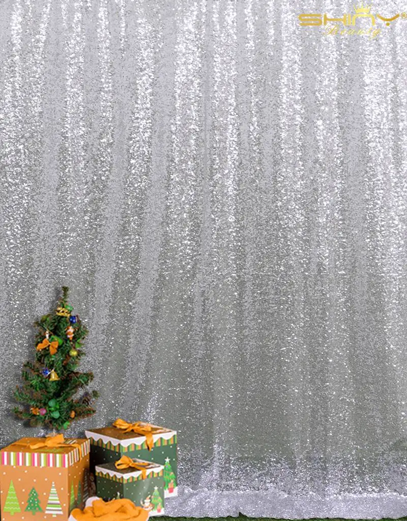 ShinyBeauty 3x8ft Серебряный блесток фон занавеска блестящая ткань с блестками фото