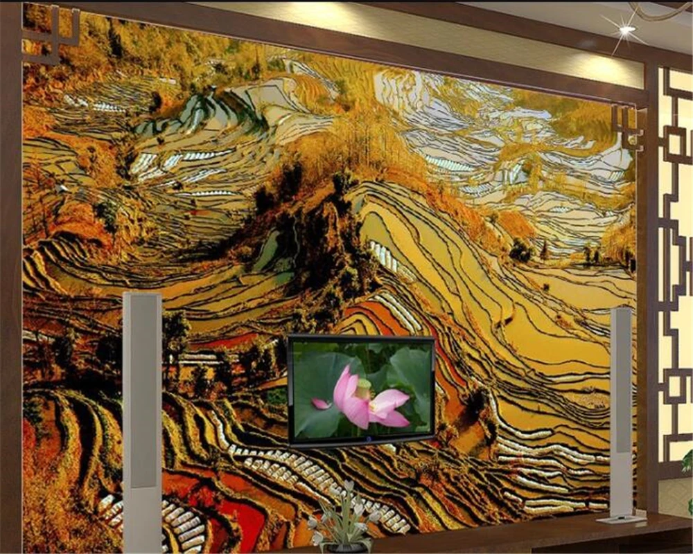 Пользовательские обои 3d террасный пейзаж картина маслом фон для отеля стены