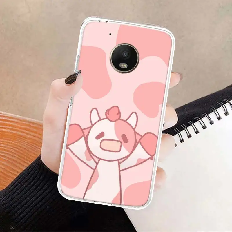 ins pink rainbow cow soft cover soft phone case for motorola moto g7 g8 g9 g6 g30 e5 e6 power plus play one macro action fusion free global shipping