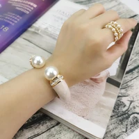 manilai luxury charm imitation pearl cuff bracelets bangles women alloy oil spot glaze statement jewelry accessories
