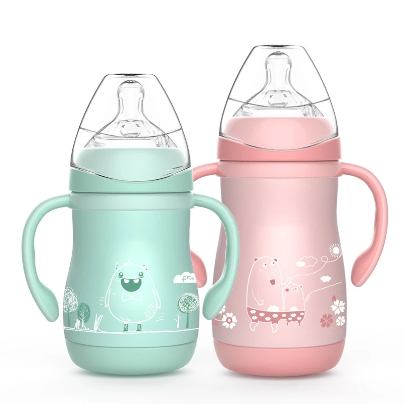 

Baby Insulation Feeding Bottle Stainless Steel Leak-proof Drinking Milk Water Bottle Cartoon Thermos Vacuum Flask Sippy Cups