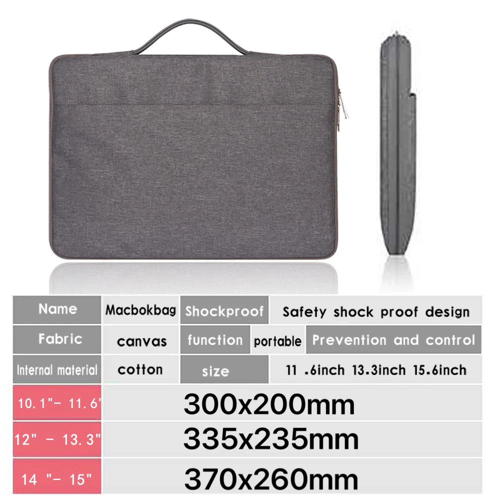 

Laptop Bag Sleeve 11.6/12/13.3/14/15.6 Inch Notebook Sleeve Bag for Macbook Air Pro 13 15 Dell Asus HP Acer Laptop Case
