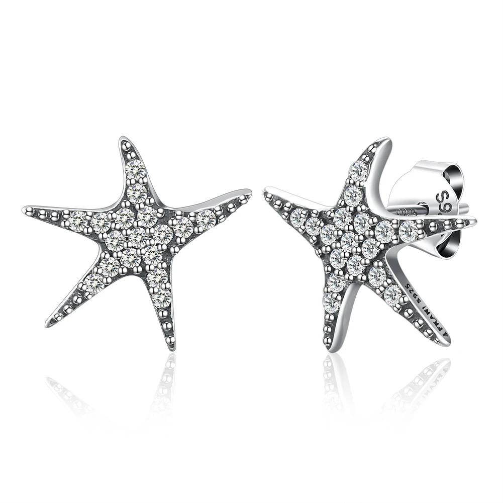 

ZEMIOR 925 Sterling Silver Cute Sea Star Earrings For Women Trendy Full Cubic Zirconia Stud Earring Unique Design Fine Jewelry