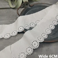 6cm wide beige cotton hollow embroidery guipure lace material collar neckline trim ribbon diy clothes curtain fabric decoration