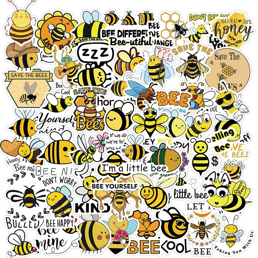 

10/30/50PCS Little Bee Motivational Phrases Sticker Quotes Sentences for Laptop Phone Skateboard Office Room Graffiti Decal Toy
