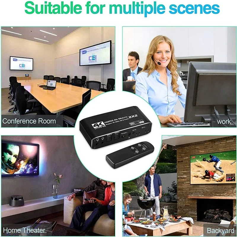 Матричный переключатель 2021 дюйма 2x2 сплиттер с SPDIF и L/R 3 5 мм HDR HDMI-совместимый 4x 2