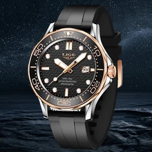 LIGE Hot Sell Men Quatrz Wristwatch Sport Mens Watches Top Brand Luxury Waterproof Silicone Clock Male Relogio Masculino 2021