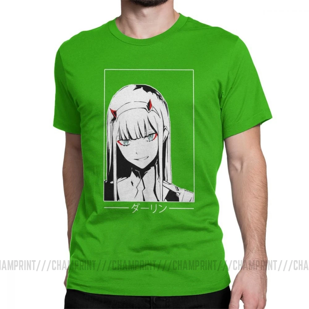 Zero Two Darling In The Franxx White Аниме Манга Футболка мужская большого размера топы хипстерские футболки с круглым вырезом очищенная хлопковая футболка - Цвет: Зеленый