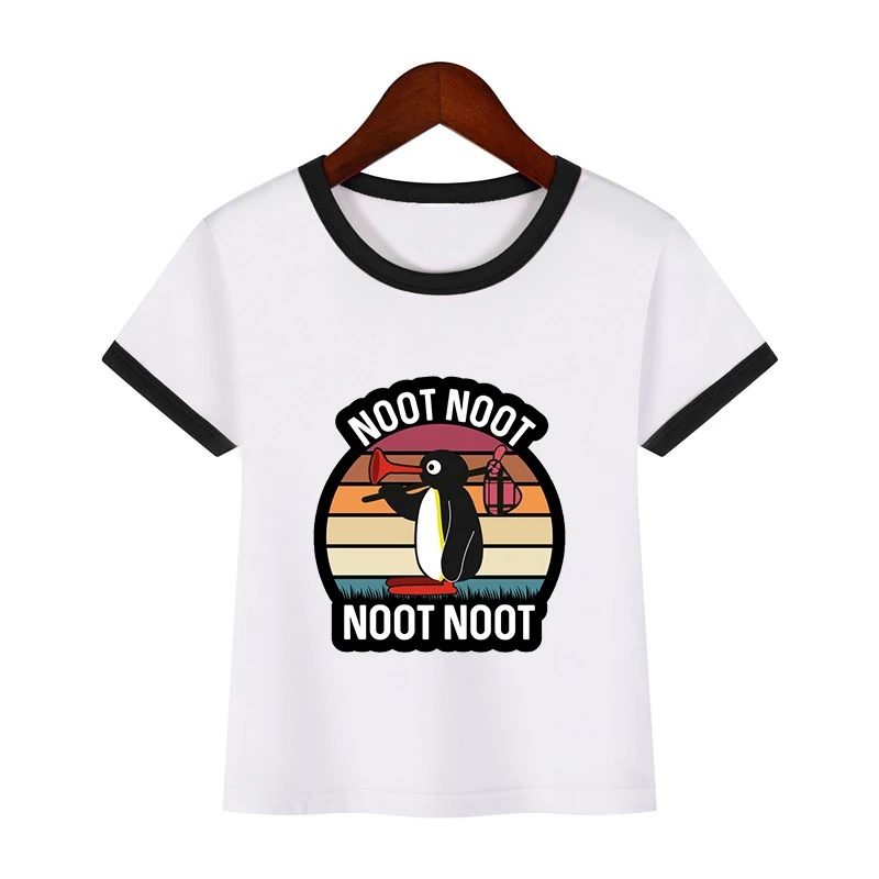 

Noot Noot Motherfu***s Letter Print Child T shirt Cute Penguin Graphic Tees 2021 Summer New Top Kids Harajuku Boy Clothes Tshirt