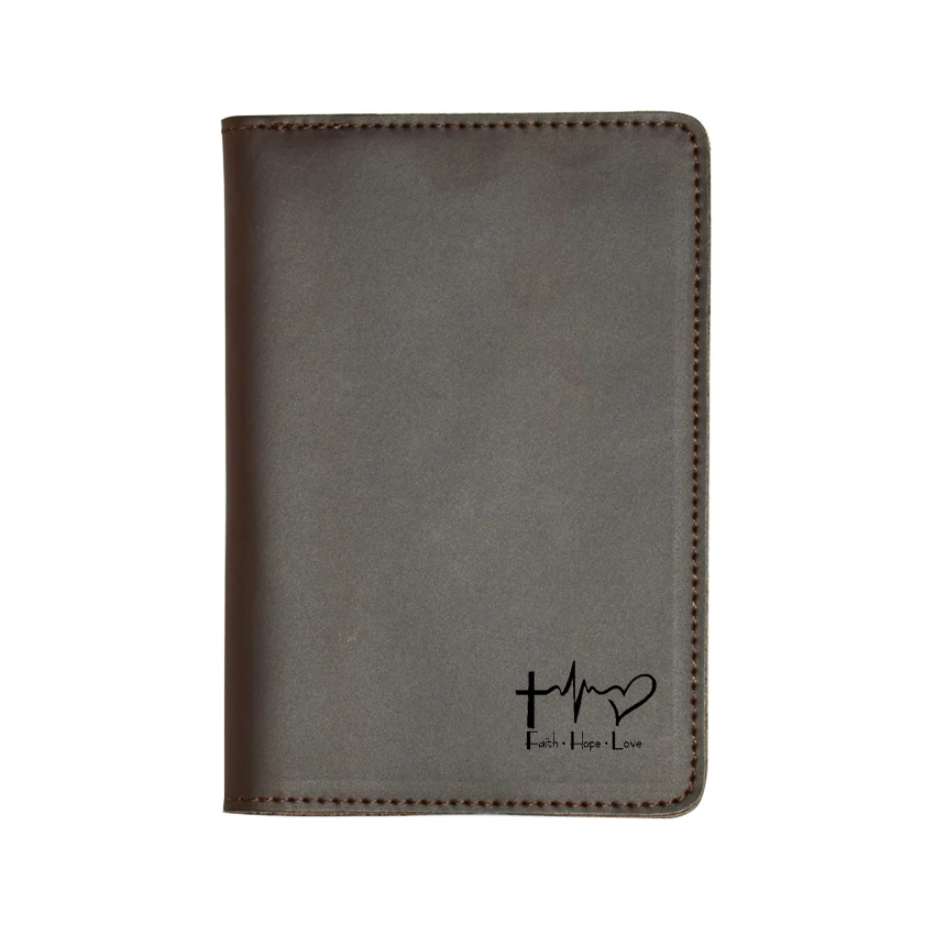 Brown passport cover Faith Hope Love мультфильм Иисус Христианский Религиозный Библейский стих кошелек для паспорта держатель карт для Путешествий Кожаный чехол для паспорта - Цвет: Brown passport cover