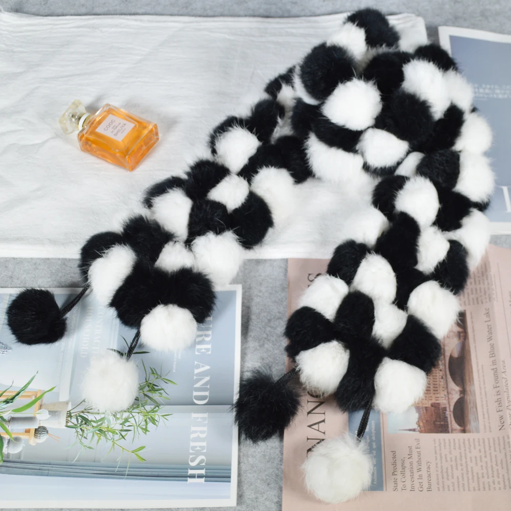 Женский шарф из натурального меха 2020 зимний теплый шейный платок кроличьего