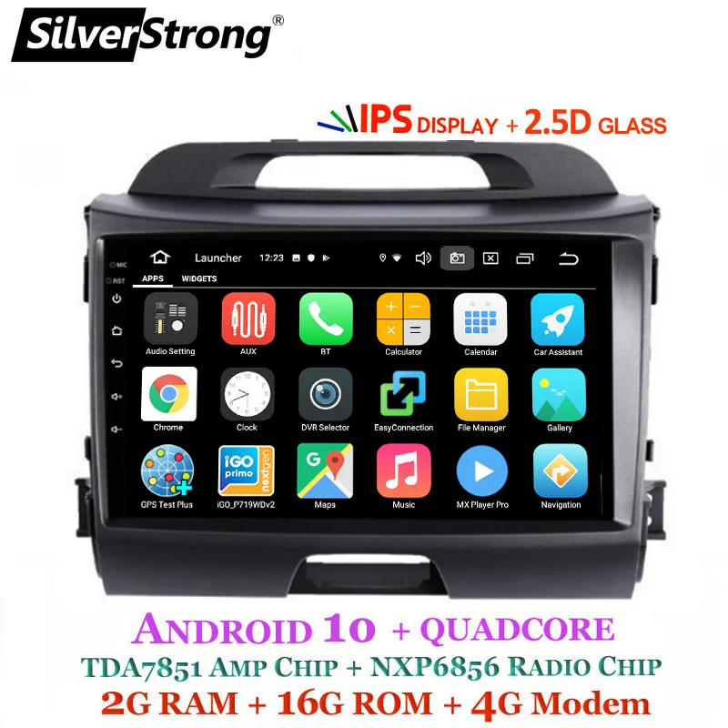 SilverStrong Автомобильный мультимедийный IPS Android 10 0 для KIA Sportage3 автомобильный DVD Радио