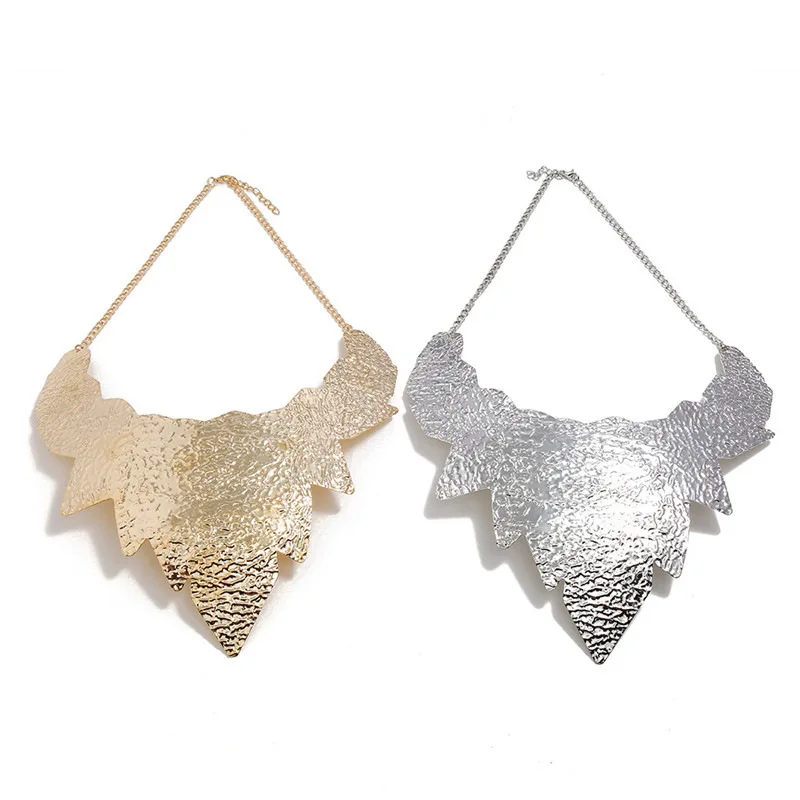 Женское богемное ожерелье LZHLQ массивное металлическое с матовыми листьями в