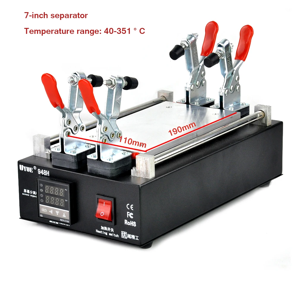 Enlarge UYUE 948H 110/220V Black Metal Body LCD Screen Split Assembly Touch Panel Separator Machine Max 7 inch