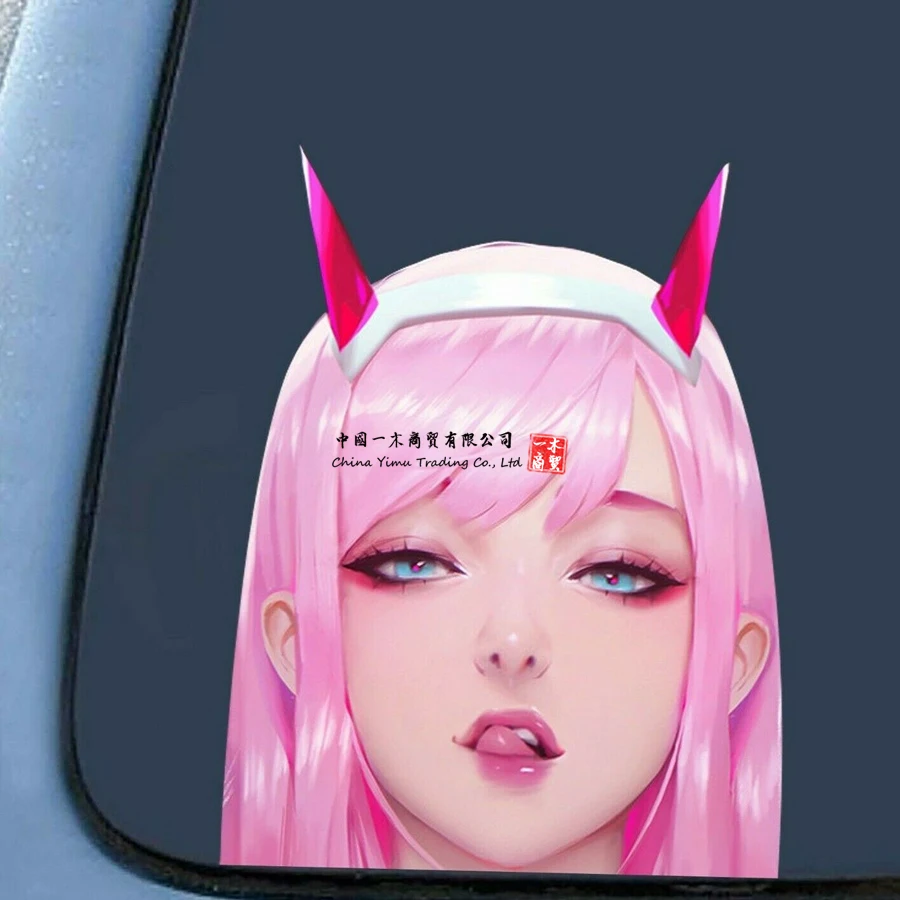 

Zero Two Lips Pink Peeker аниме девушка Peeking Автомобильная наклейка автомобильный бампер Виниловая Наклейка сексуальная женщина