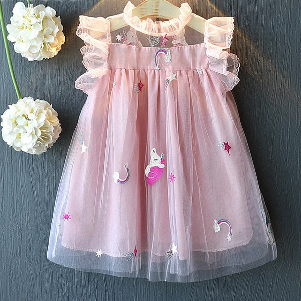 AH160 pink Платье для девочки с аппликацией Bear Leader, цельнокроеное приталенное платье без рукавов с цветами, на возраст от 3 до 7 лет - Цвет: AH160 pink