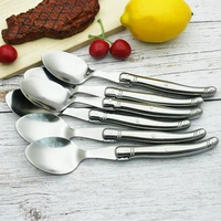 6pcs laguiole flatware set steak knives table forks dinner spoons teaspoon stainless steel silverware long handle dinner set