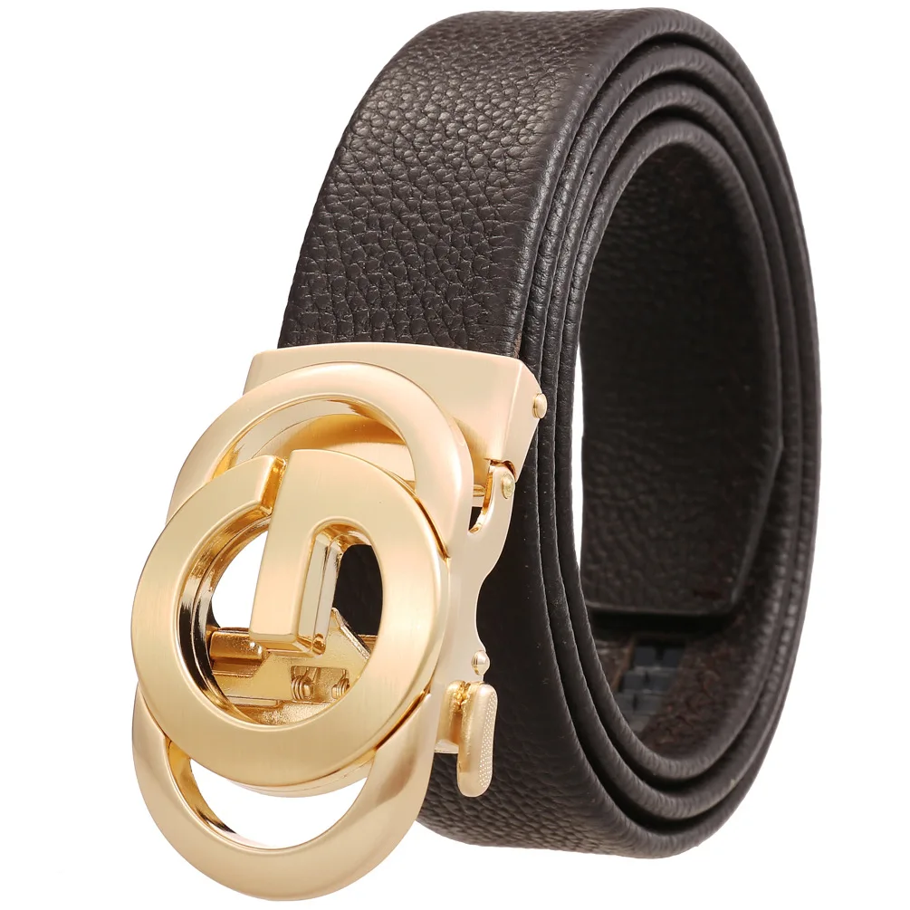 

New Famous Brand Belt Men Top Quality Genuine Luxury Leather Belts Men,Strap Male Metal Automatic Buckle Men's Belts 3.5cm