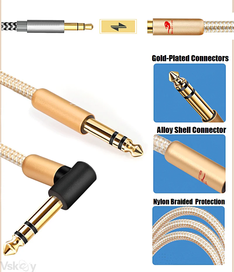 14 inch trs 6 35mm male to 3 5mm female audio cable for mixing console amplifier guitar keyboard piano headphone extension cord free global shipping