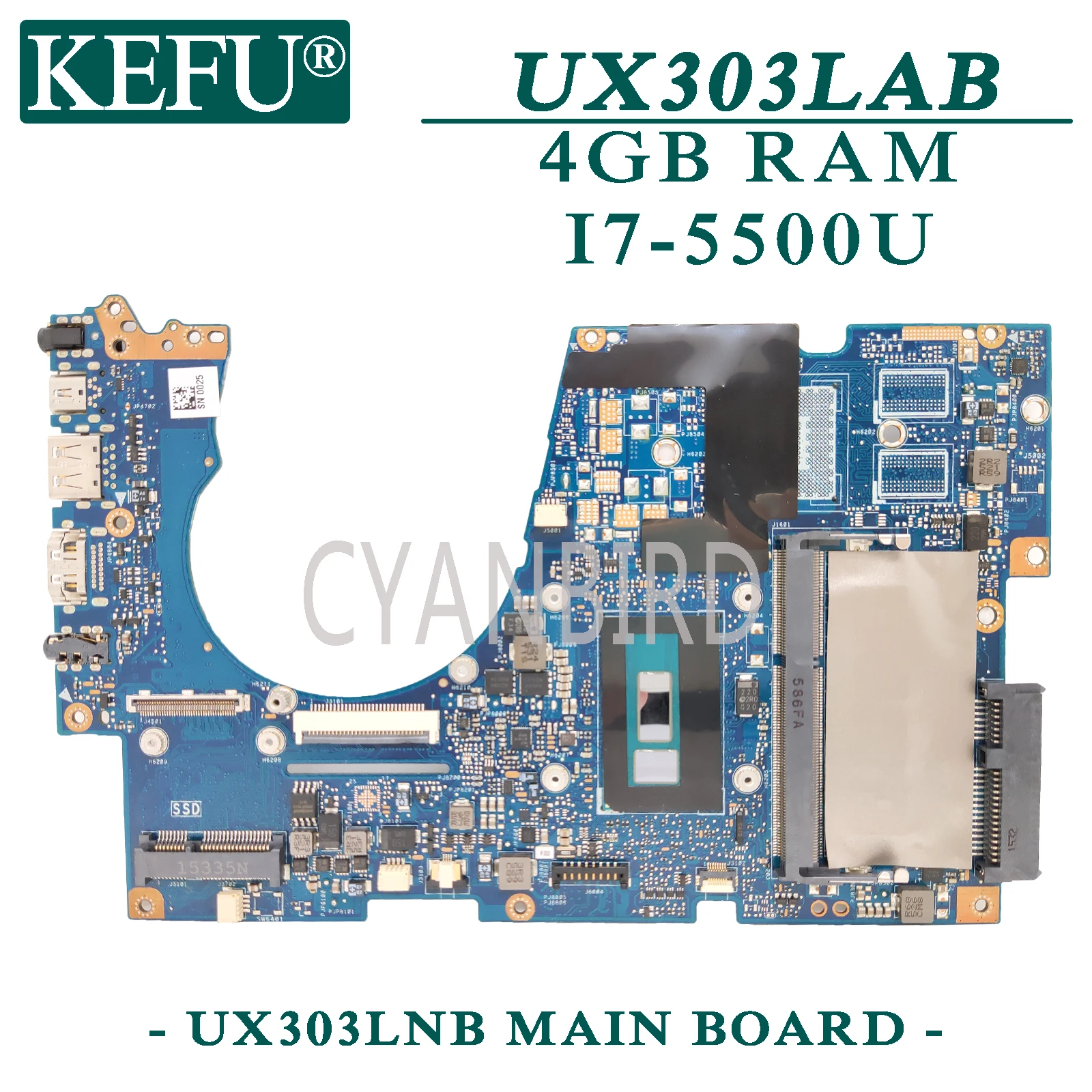 KEFU UX303LNB оригинальная материнская плата ASUS UX303LAB UX303LA UX303LN UX303LB UX303L с 4GB RAM I7 5500U для