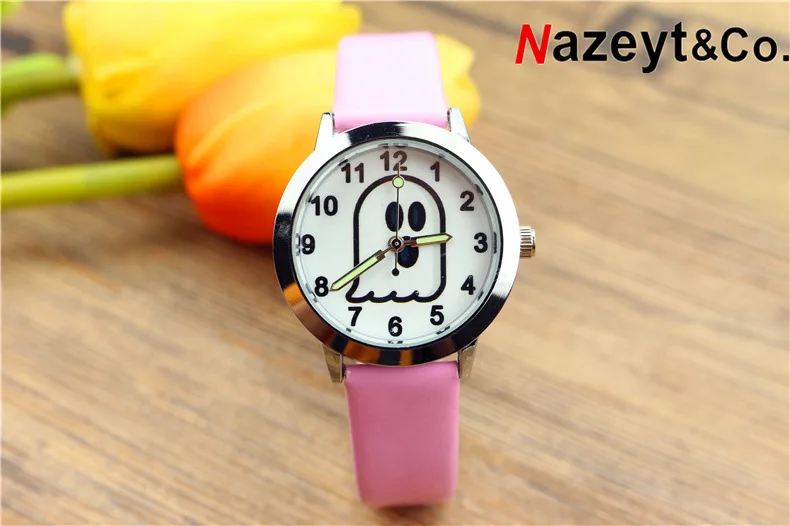

New cute children cartoon ghost Halloween luminous pointer quartz watch children gift watch