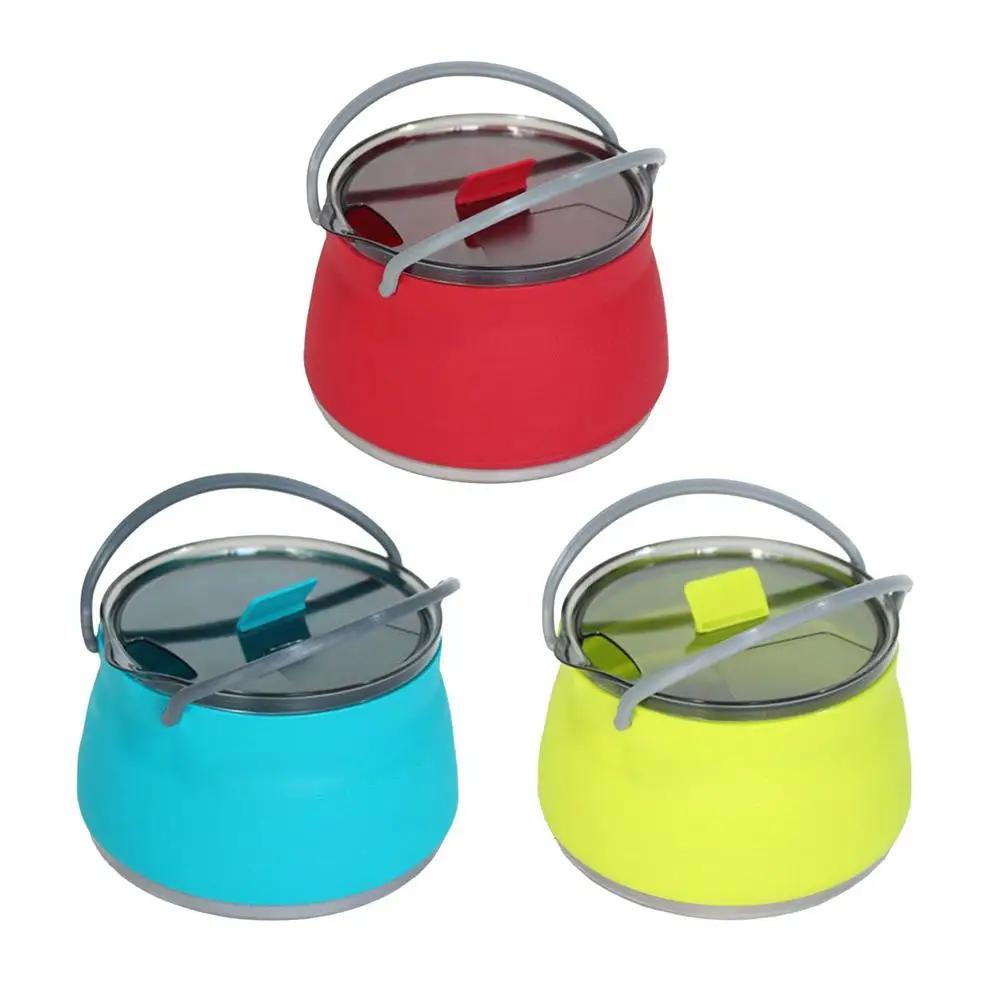 

1L Portable Camping Kettle Foldable Water Pot Outdoor Cook Pot Heat Resistance Multifunctional For Outdoor Cooking Picnic