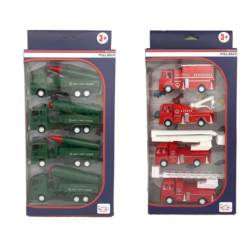 4pcs Diecast Engineering Car Models Fire Fighting Military Truck Toys for Children Kids Vehicle Gift Excavator Tractor Toy |