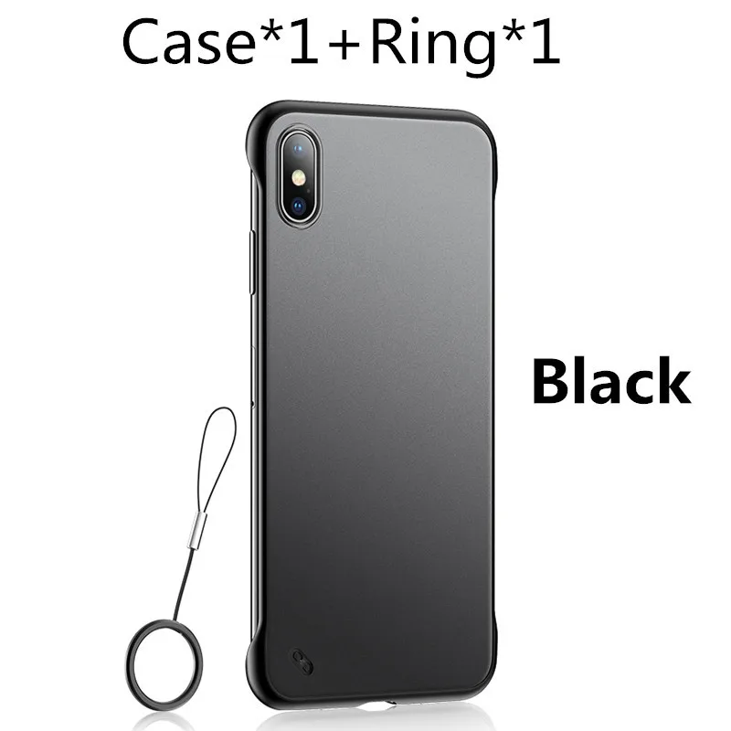Black Case and Ring KoisAcase выполненные Прозрачный матовый жесткий чехол для телефона для samsung S8 S9 S10 Plus Note 8, 9, 10, A50 A60 A70 A80 чехол для телефона с кольцевым - Цвет: Black Case and Ring