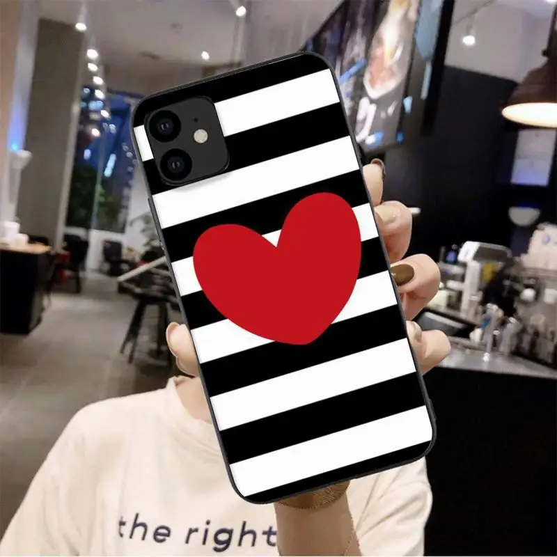 

LJHYDFCNB Black And White Line Phone Case For Iphone 6 6s 7 8 Plus XR X XS 11 12 Pro Mini Max