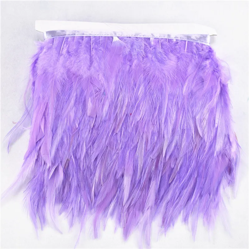 Light purple ArmyGreen 5 м 10 м седло бахрома из перьев петуха trim10-15CM Бургундия перья фазана для поделок обрезки ленты DIY Шлейфы - Цвет: Light purple