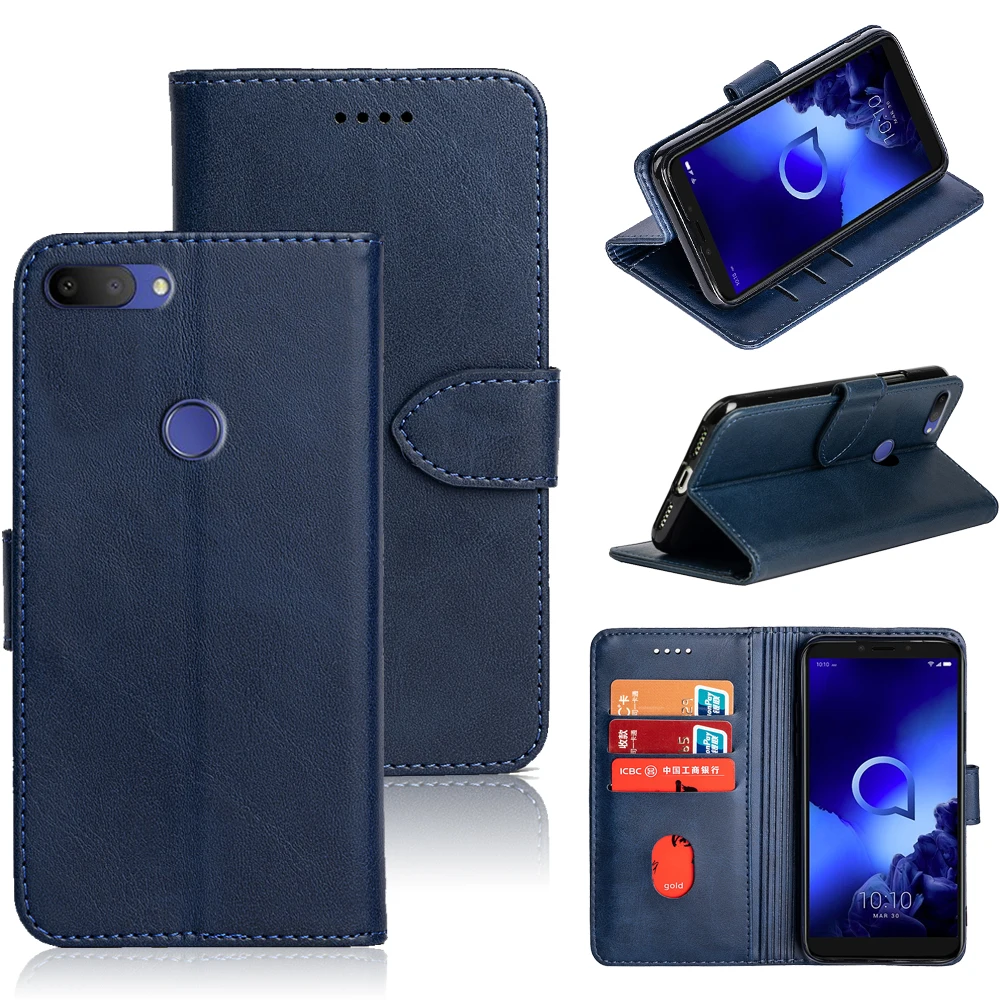 Чехол книжка SRHE для Alcatel 1 S 2019 роскошный кожаный чехол с магнитным кошельком 5024D 5