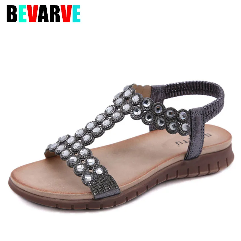 

BEVARVE 2021 Fashion Sandals Women Summer Shoes Flat Casual Women Beach Sandals Soft Comfortable Ladies Holiday Shoes Plus Size