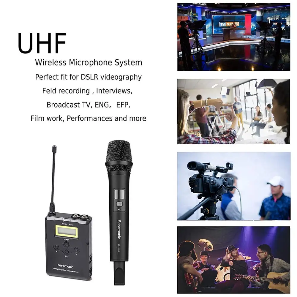 Беспроводная портативная микрофонная камера, Saramonic Uwmic15A UHF микрофон для интервью система для записи видео Nikon Canon DSLR