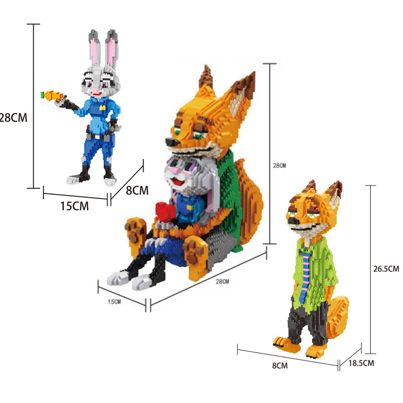 

Disney Cartoon Micro Building Blocks Judy Rabbit Nick Fox Mini Diamond Model DIY Educational Assembly Bricks Toys For Children