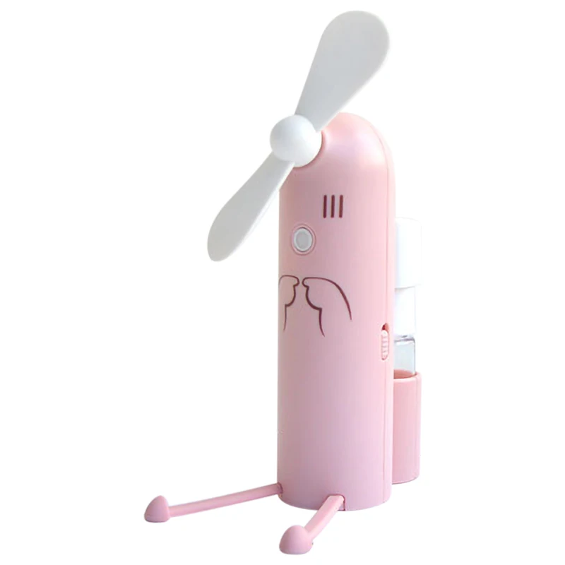 Creative Mobile Phone Bracket Cartoon Mini Spray Fan Portable Outdoor Charging Small Pink | Бытовая техника